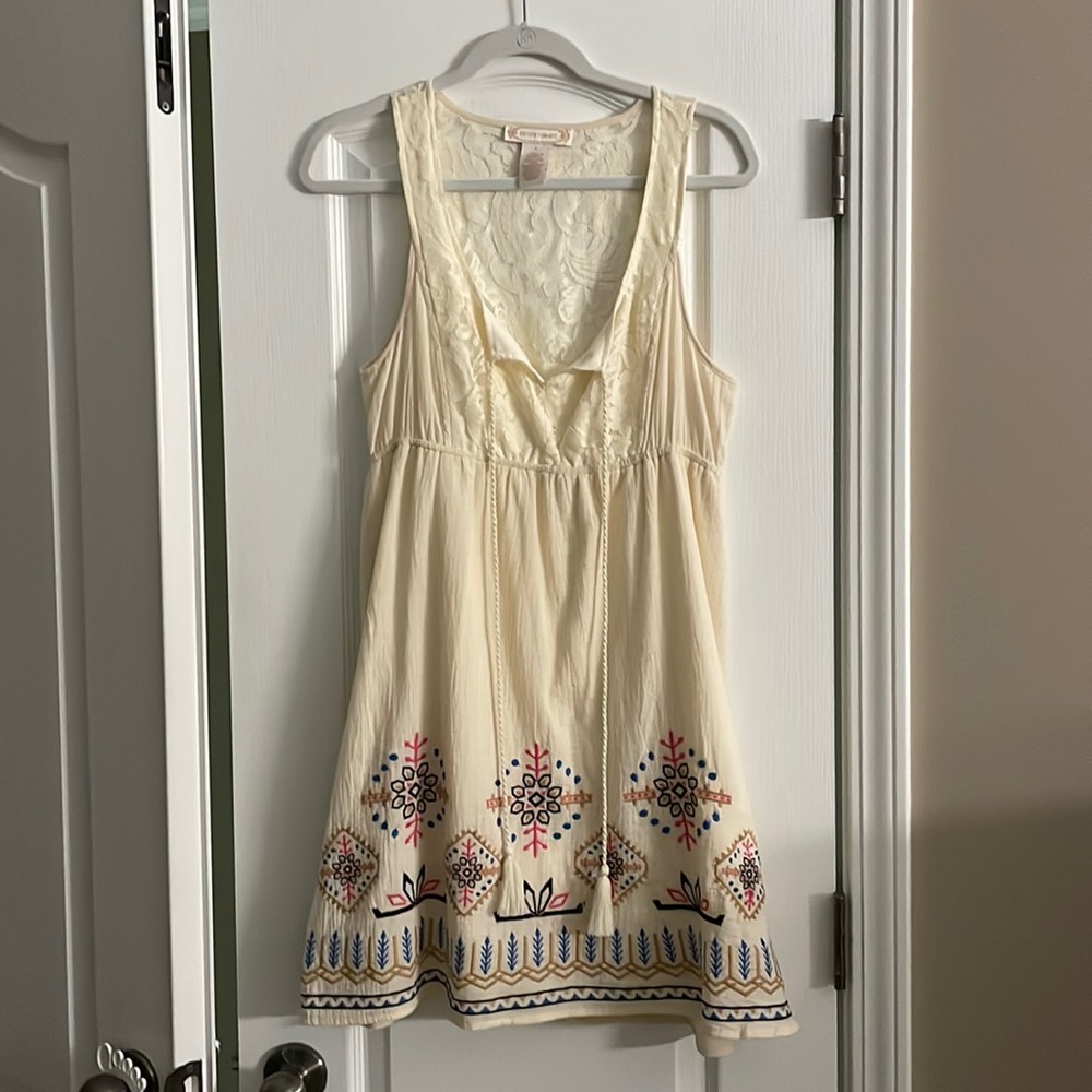 Cotton mini dress with lace top.  Size L